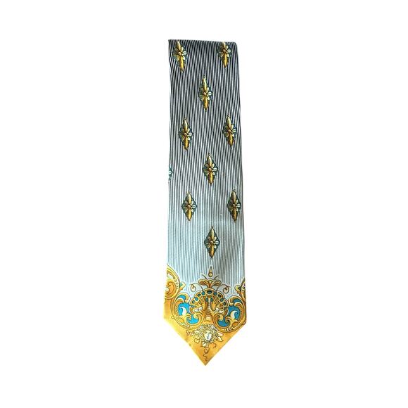 Versus by Gianni Versace Other - 🖤💛 Vintage Gianni Versace Versus Silk Tie – Baroque + Diamond Motif